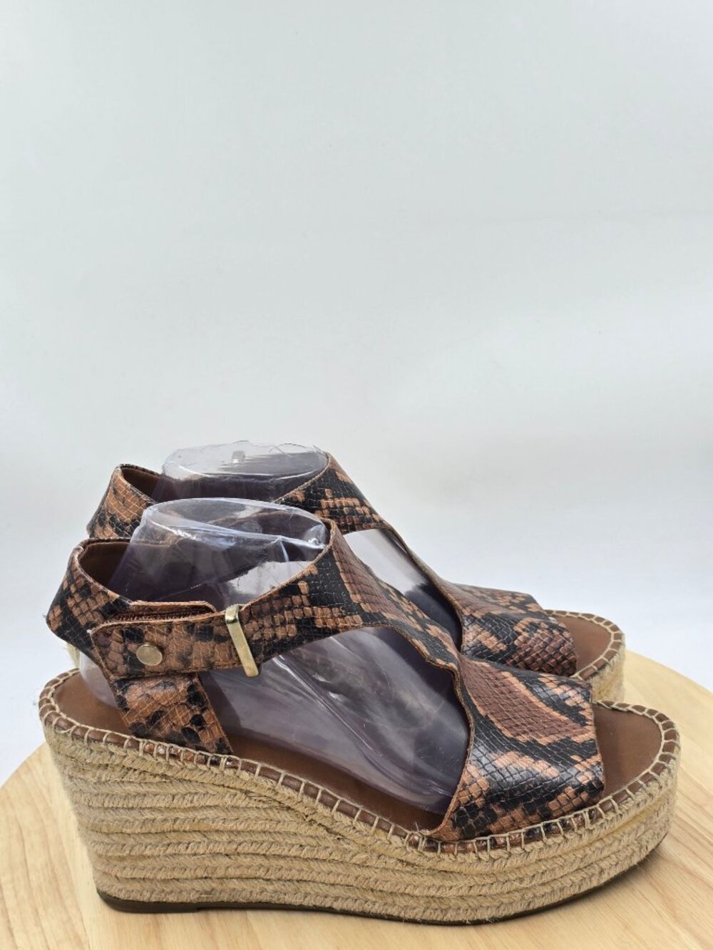 Franco Sarto Treasure Espadrille Platform Sandal Womens 10M Brown Animal Print